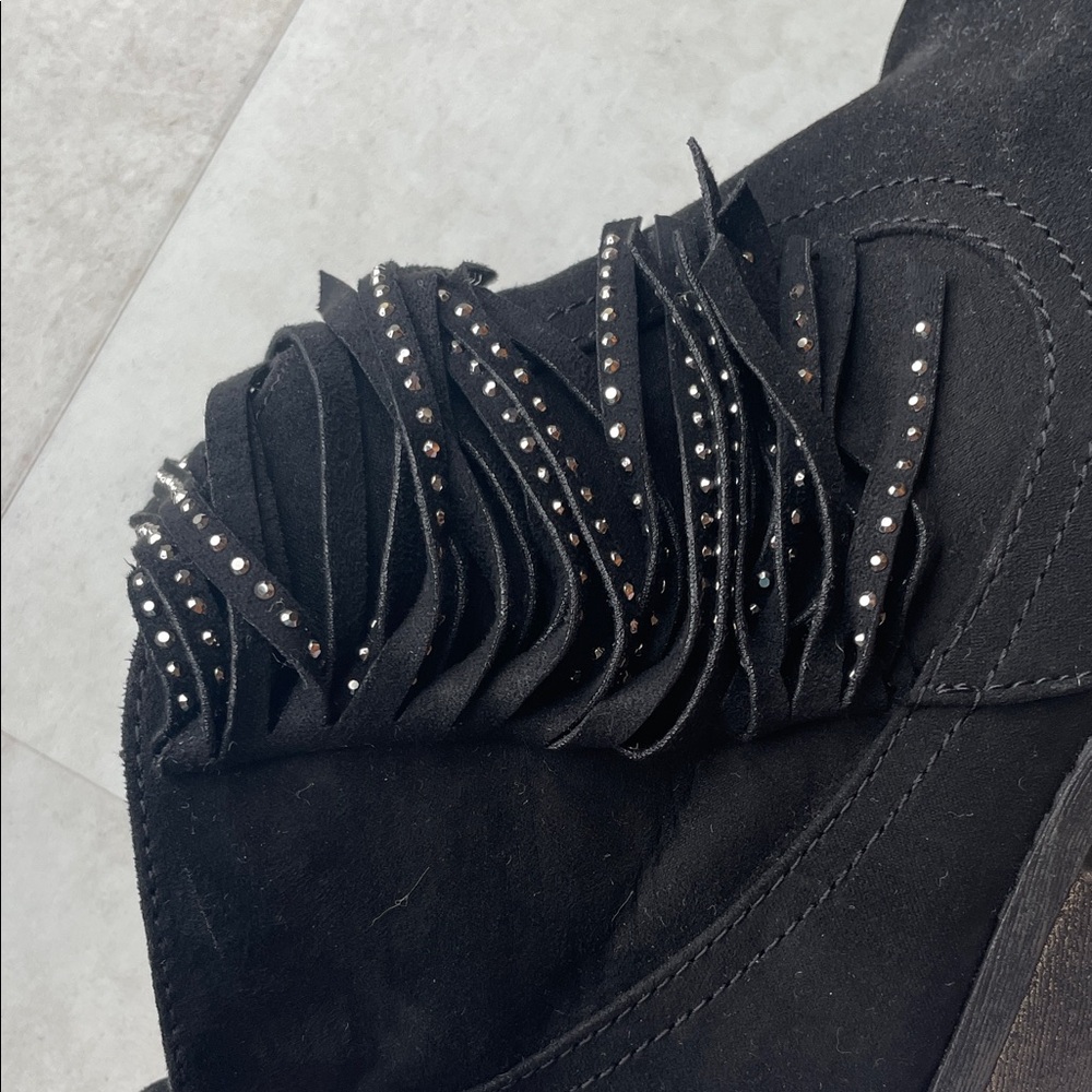Girls Black Suede Ankle Boots - Picture 4 of 5